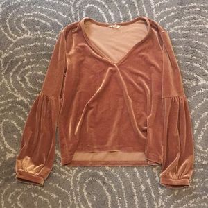 Madewell gold long sleeve velvet shirt